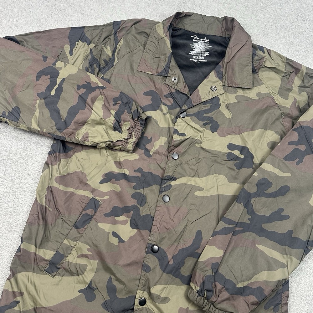 Fender Camo Coaches Jacket Size Medium Windbreaker Button Up‎ Camouflage